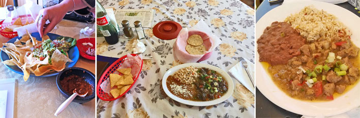 don rogelio's guac, texas beef, tortillas, chile verde