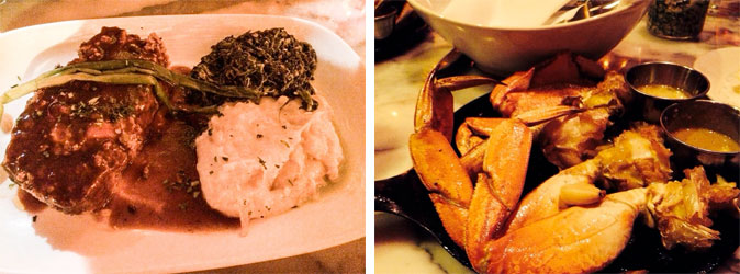 meatloaf and crab entrées